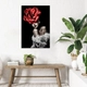 Tranh treo tường nghệ thuật hoa đỏ và thiếu nữ