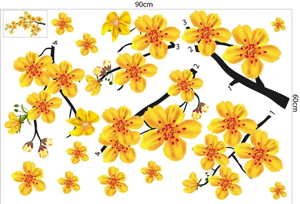 Combo Decal Trang Trí Tết Thần Tài Chúc Mừng Năm Mới Phát Tài Phát Lộc