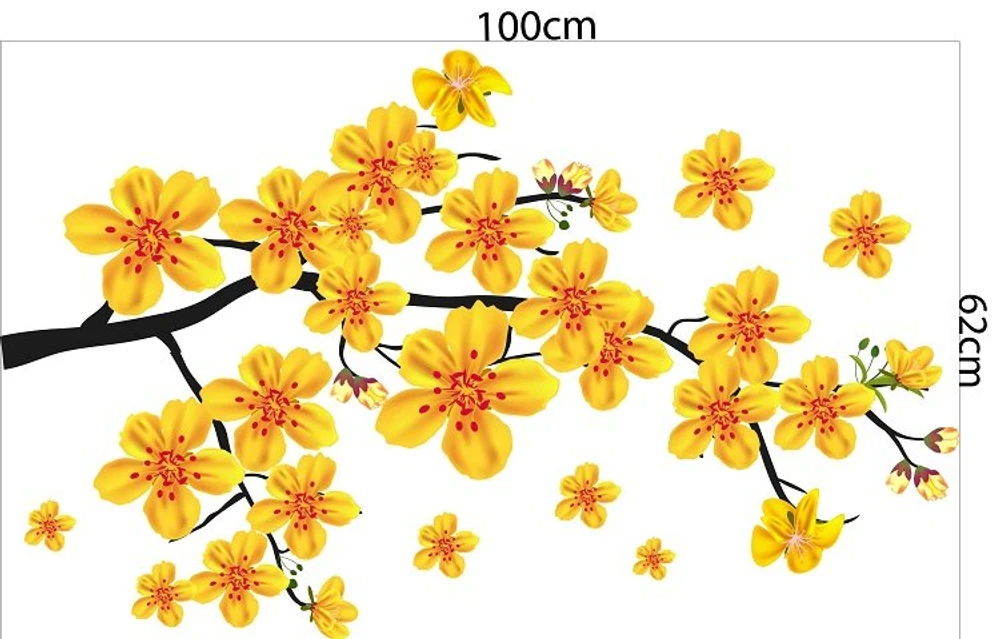 Decal trang trí tết mai vàng nở rộ 6