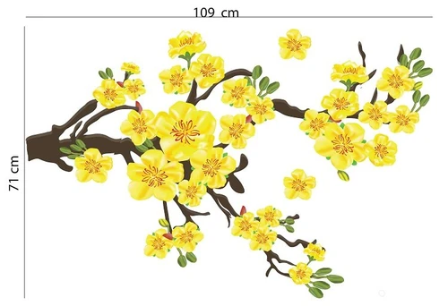 Decal Trang Trí Tết Mai Vàng Nở Rộ 4