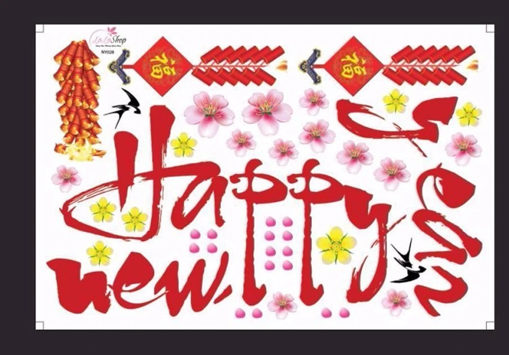 Combo Decal Trang Trí Tết Bé Chúc Xuân An Khang Thịnh Vượng