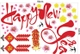 Decal trang trí tết happy new year và pháo đỏ