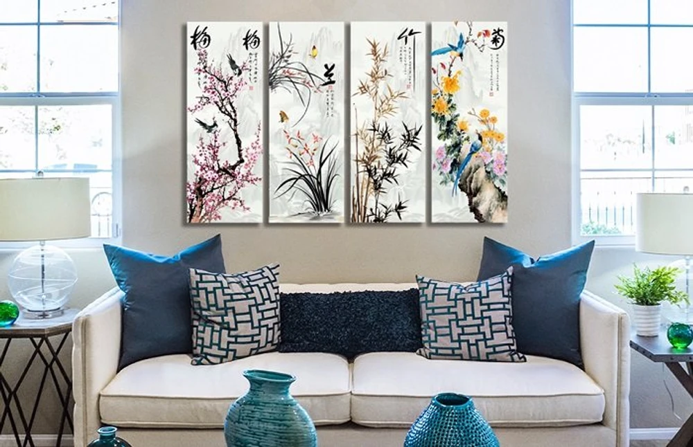 Tranh treo tường hoa lá sơn thủy