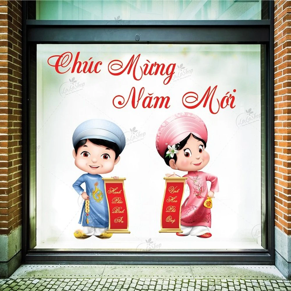 Decal bé chúc tết