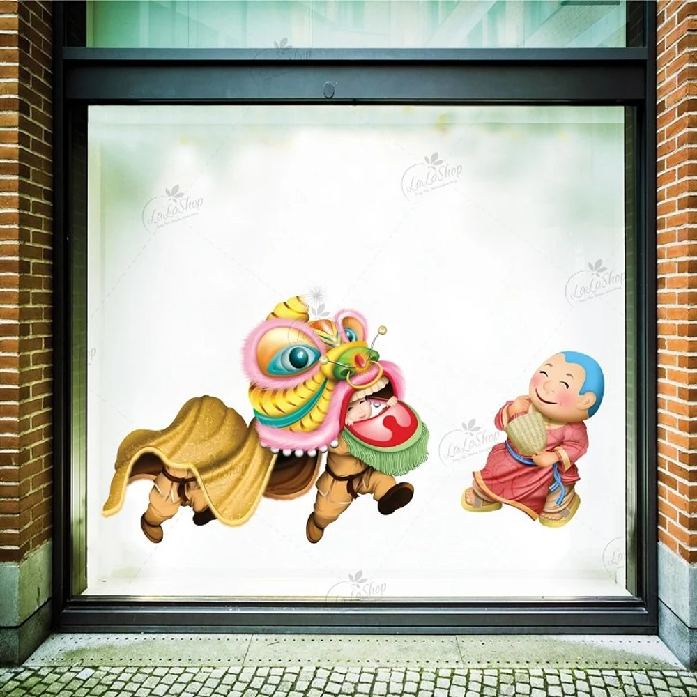 Decal lân địa múa ngày tết