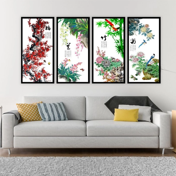 Bộ Tranh Tứ Quý Đào Lan Cúc Trúc
