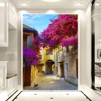 Tranh Dán Tường Góc Phố Đầy Hoa