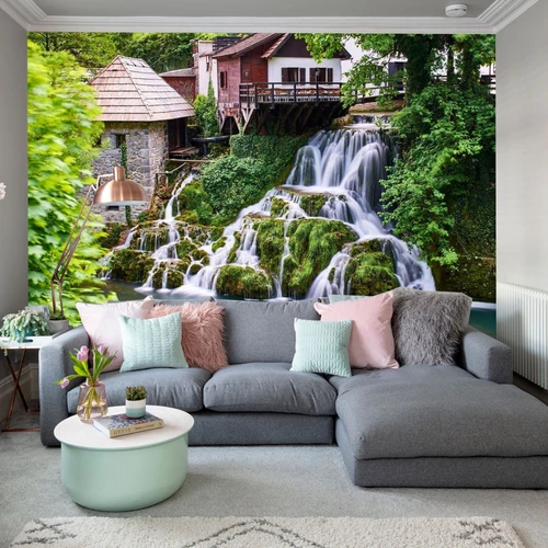 tranh dán tường nhà cạnh thác