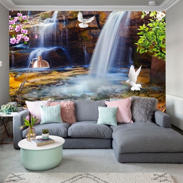 Tranh dán tường 3D Thác nước thiên nhiên