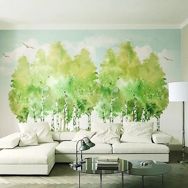 Tranh dán tường rừng cây xanh