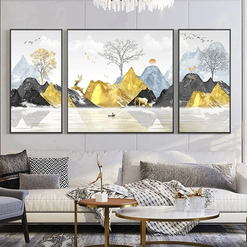 tranh treo tường người lái đò giữa núi rừng