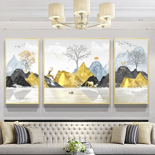 tranh treo tường người lái đò giữa núi rừng