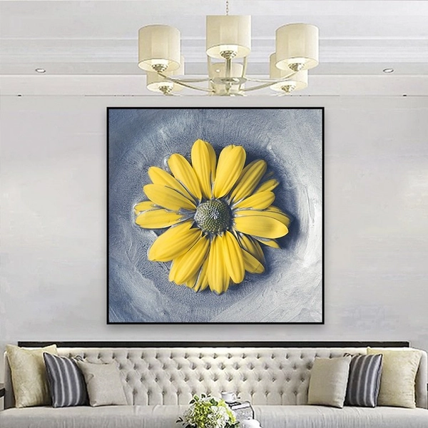 Tranh treo tường nghệ thuật hoa cúc vàng 3D