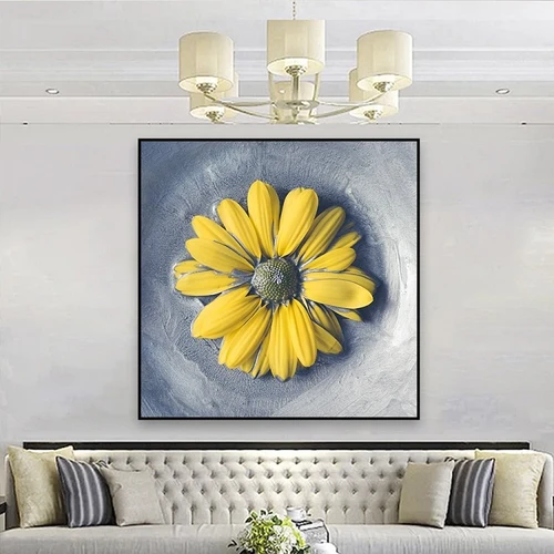Tranh treo tường hoa cúc vàng 3D