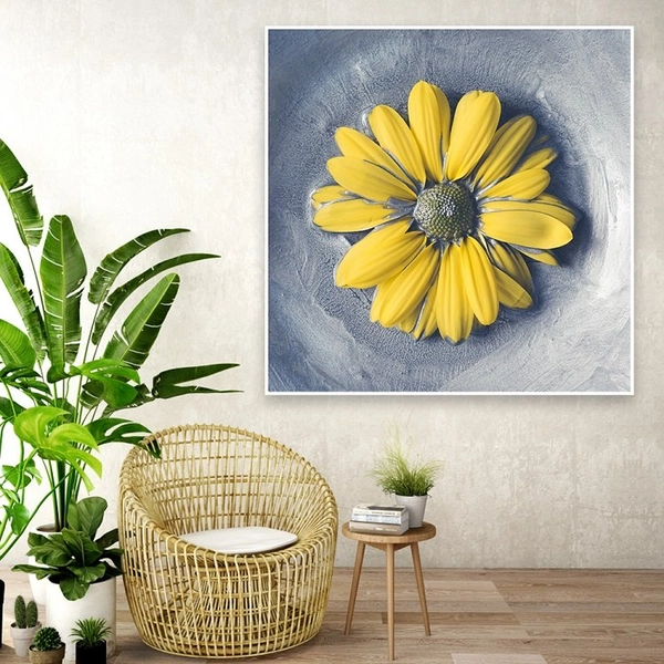 Tranh treo tường nghệ thuật hoa cúc vàng 3D