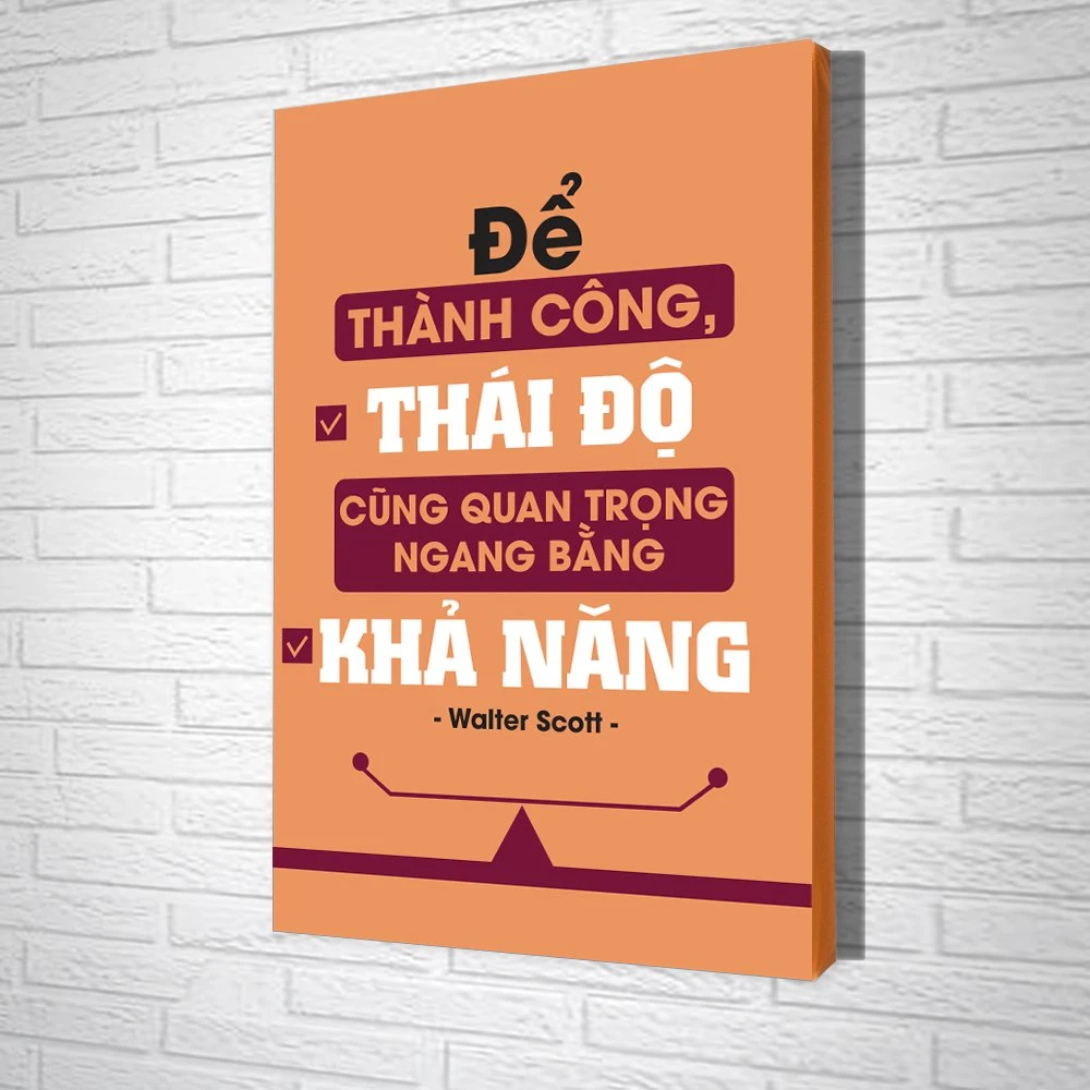 Tranh Slogan Để Thành Công Thái Độ Cũng Quan Trọng Bằng Khả Năng