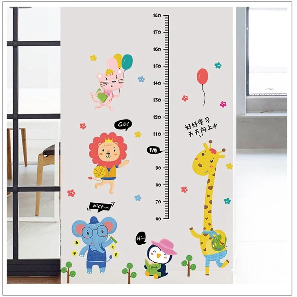 Decal dán tường thước đo hươu vàng tập vẽ