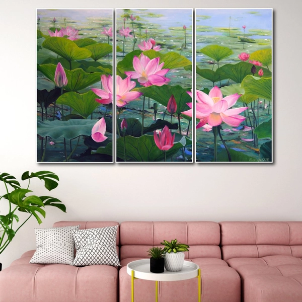 Tranh treo tường hoa sen hồng khoe sắc