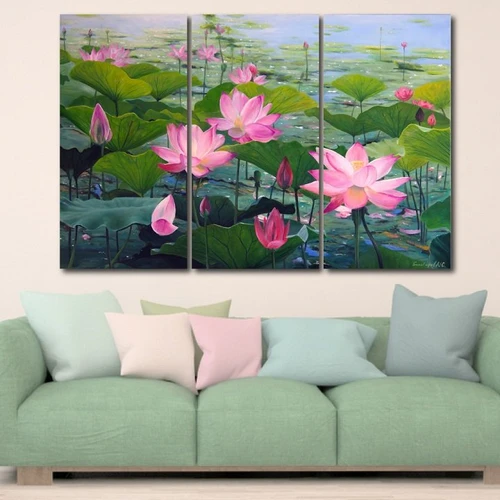 Tranh treo tường hoa sen hồng khoe sắc