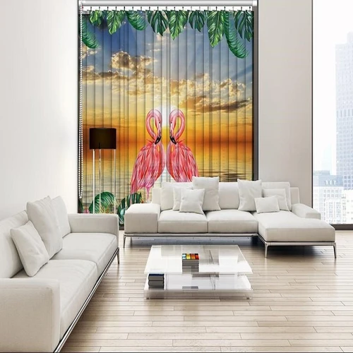 Tranh Rèm Cửa 3D Hạc Uyên Ương