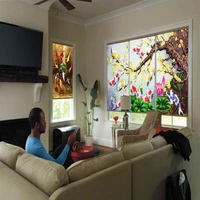 Tranh Rèm Cửa 3D Mai Vàng Bên Hồ