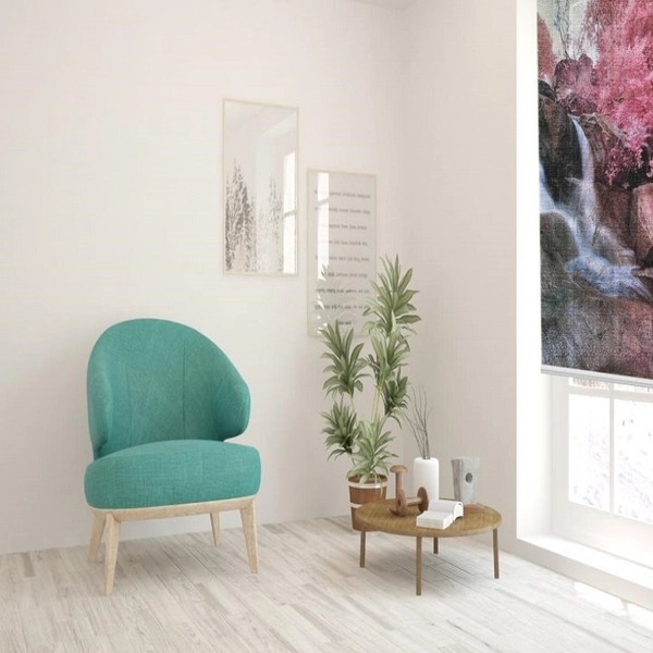 Tranh Rèm Cửa 3D Thác Nước Hoa Đào