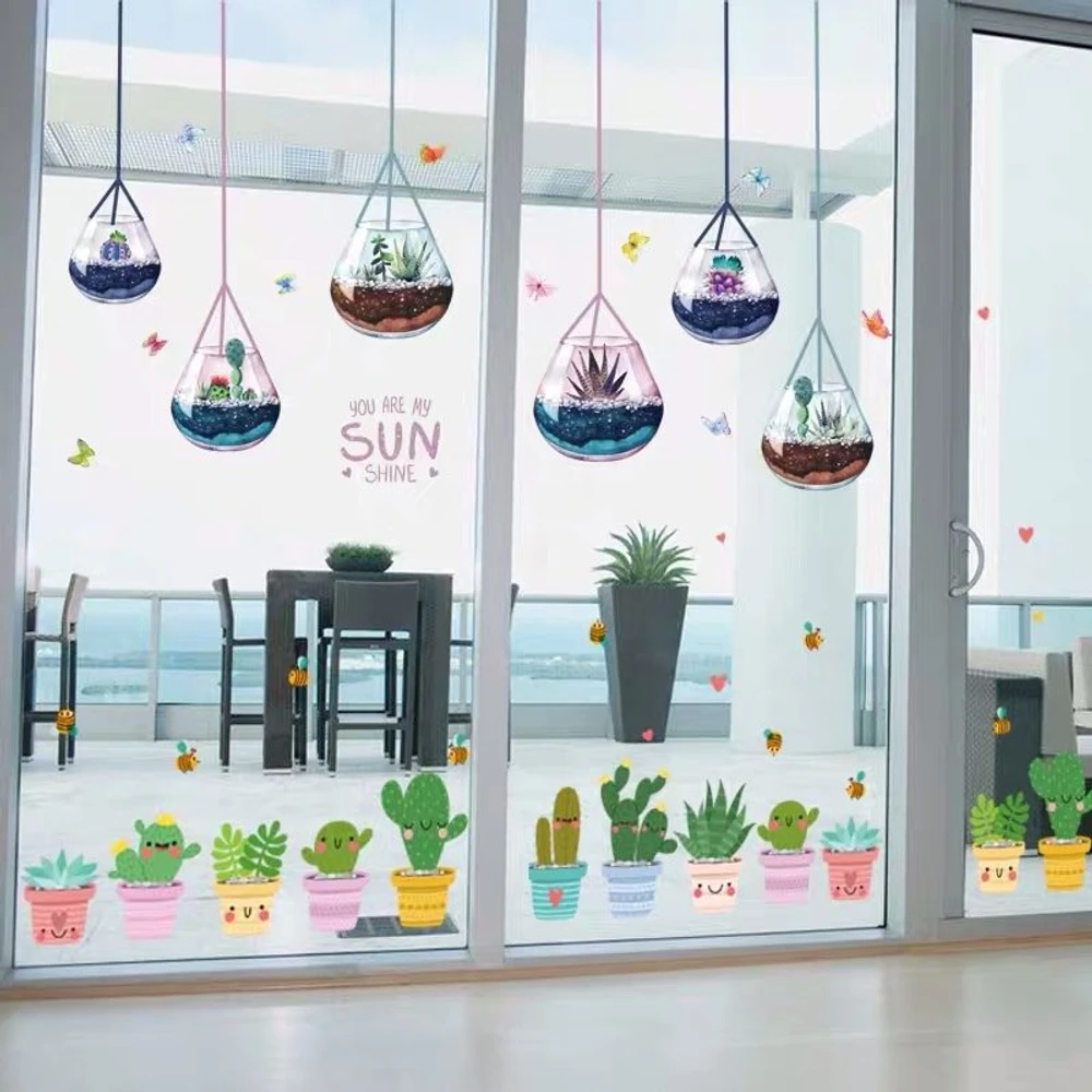 Combo decal dán tường các chậu cây