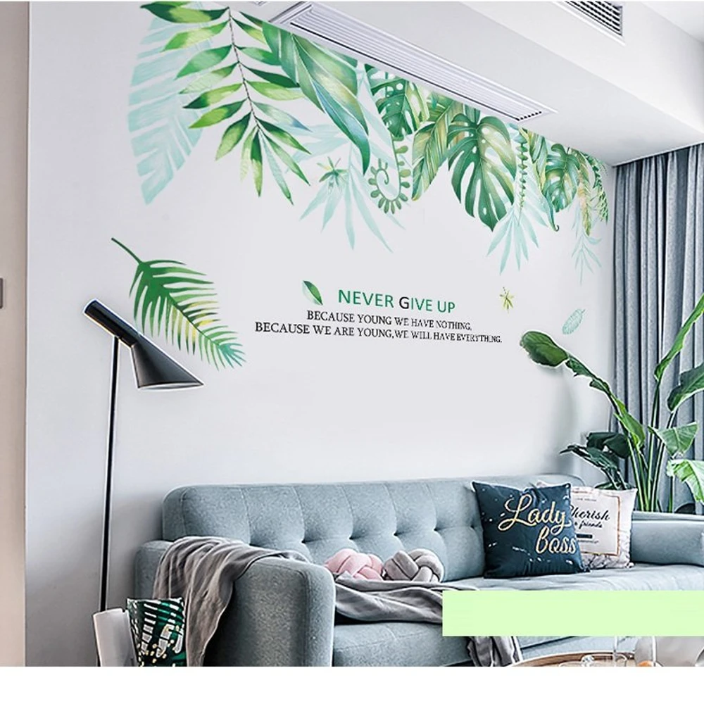 Decal dán tường giàn cây xanh lá to 2