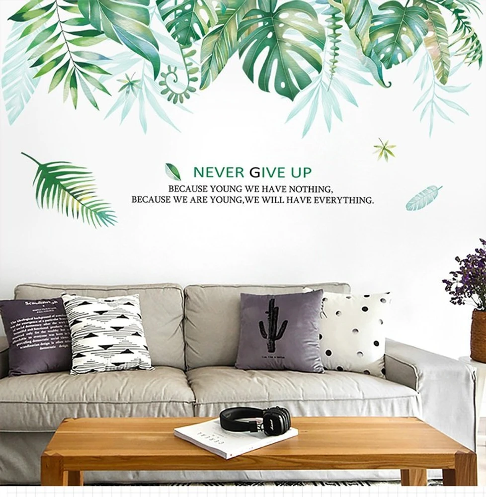 Decal dán tường giàn cây xanh lá to 2