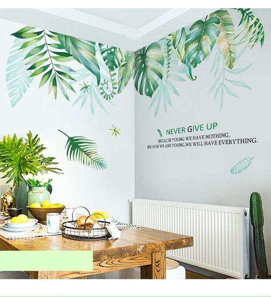 Decal dán tường giàn cây xanh lá to 2