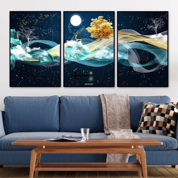 Tranh Treo Tường 3D Hươu Vàng Vượt Ngân Hà