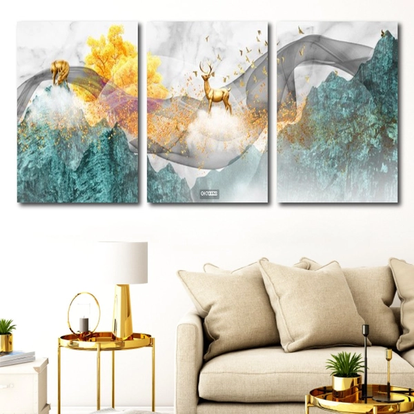 Tranh Treo Tường 3D Hươu Vàng Vượt Ngân Hà