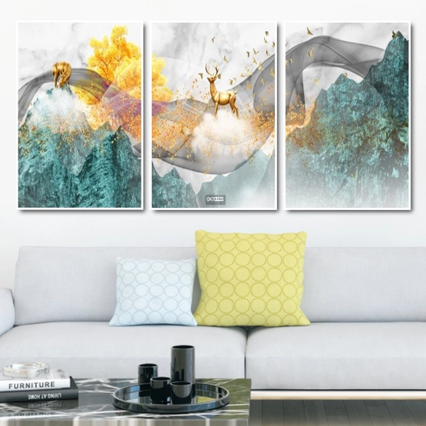 Tranh Treo Tường 3D Hươu Vàng Vượt Ngân Hà