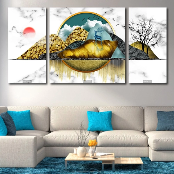 Tranh Treo Tường 3D Hươu Vàng Nghệ Thuật