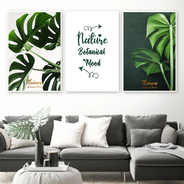 Tranh treo tường lá xanh nhiệt đới tươi mát