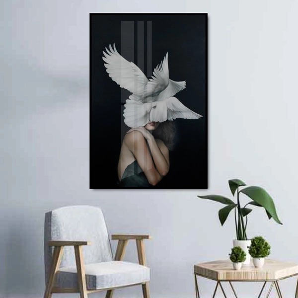 Tranh treo tường nghệ thuật cô gái bồ câu