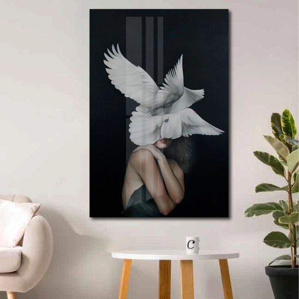 Tranh treo tường nghệ thuật cô gái bồ câu