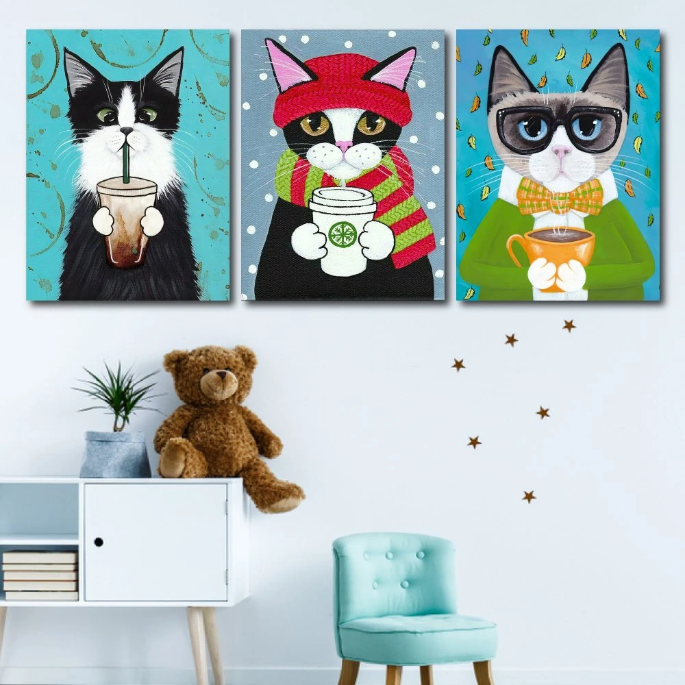Tranh treo tường ba chú mèo mùa đông