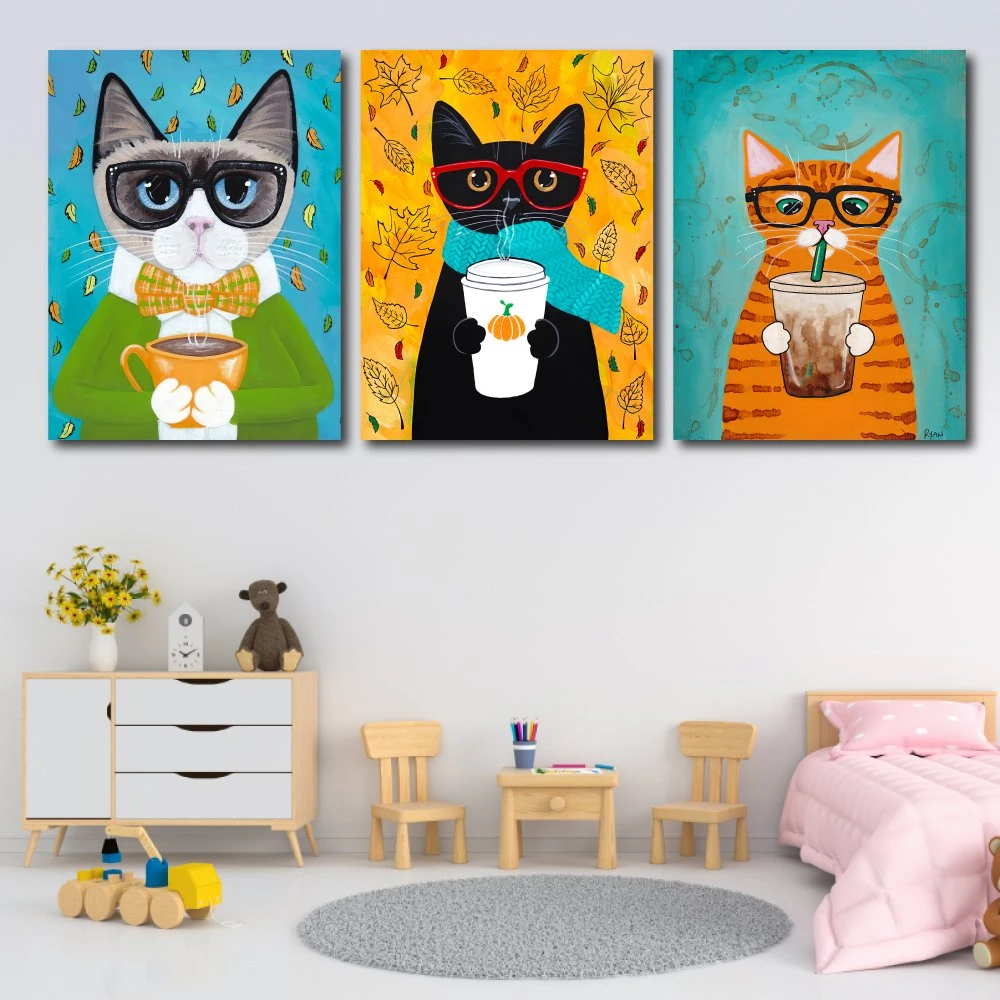 Tranh treo tường mèo đeo kính