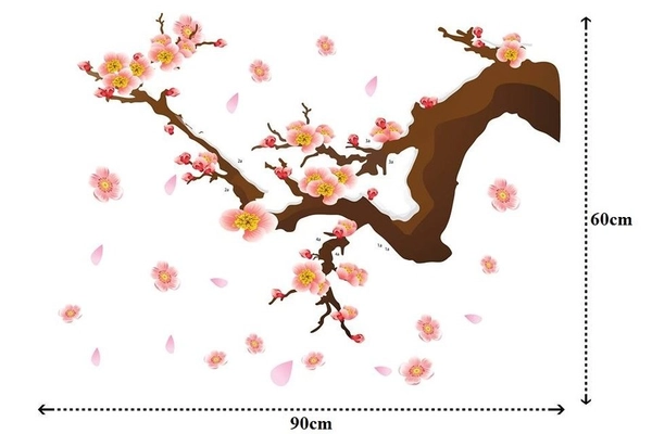 Decal cành đào hồng may mắn 2 (HN)