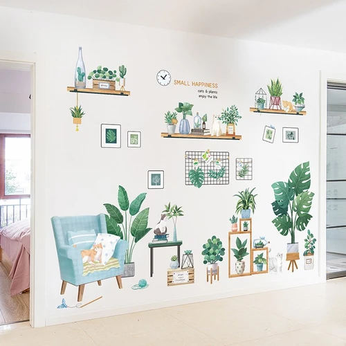 Combo decal dán tường góc cây xanh