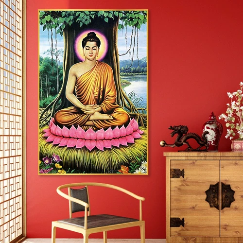 Tranh treo tường phật tổ dưới gốc bồ đề