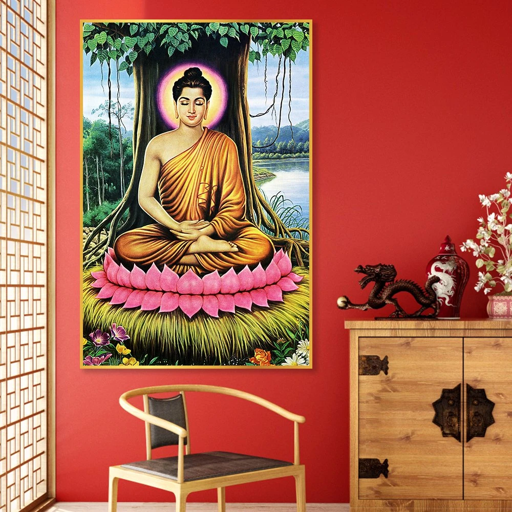 Tranh treo tường phật tổ dưới gốc bồ đề