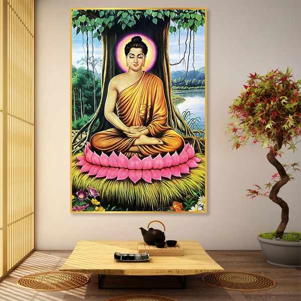Tranh Phật Tổ Nhập Niết Bàn Dưới Gốc Bồ Đề