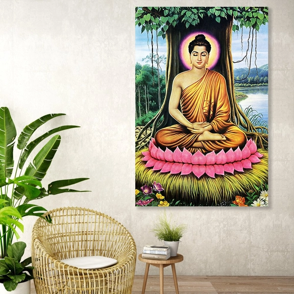 Tranh Phật Tổ Nhập Niết Bàn Dưới Gốc Bồ Đề