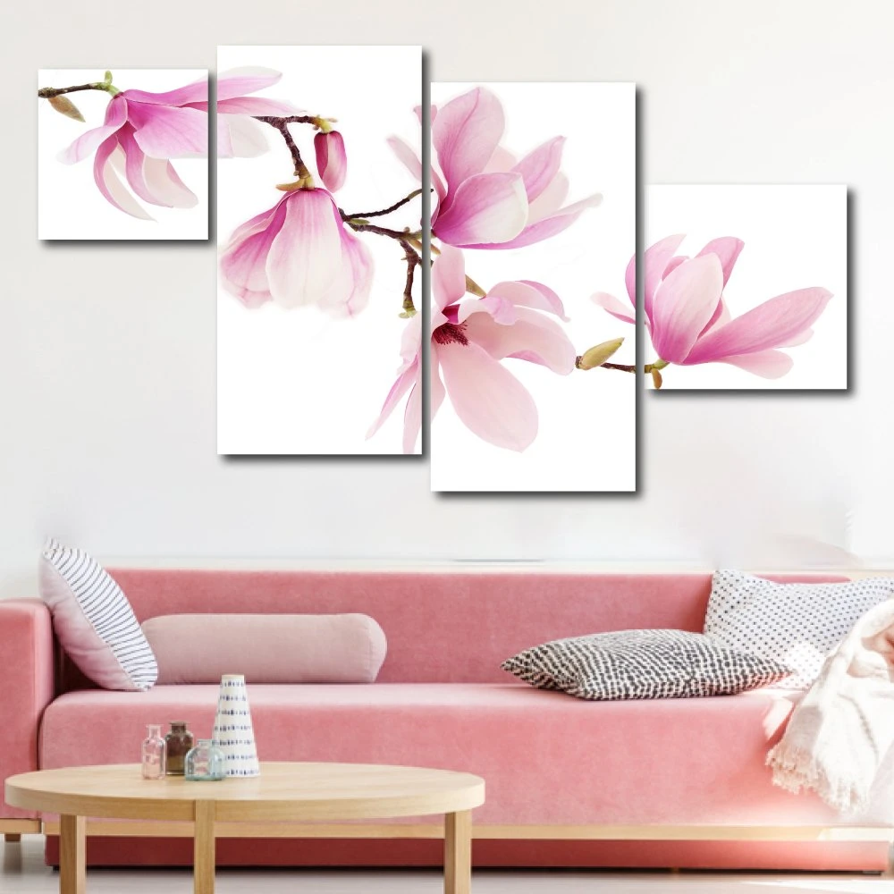 Tranh treo tường hoa lan tím cách điệu (115x60)x4