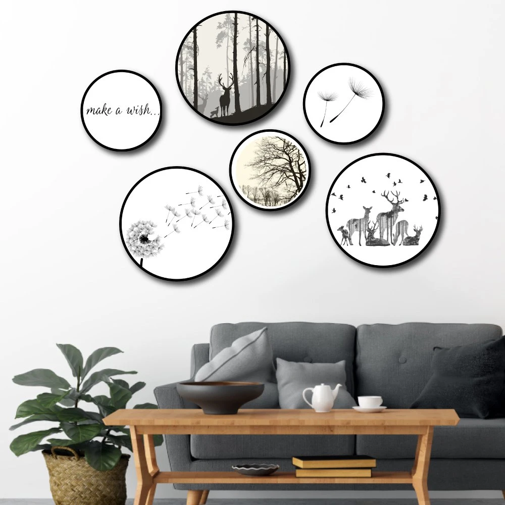 Tranh treo tường trắng đen bồ công anh 2