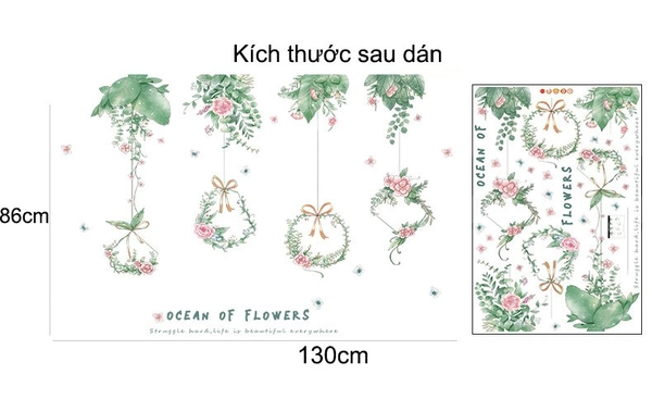 Combo Decal dán chân tường và vườn dây leo