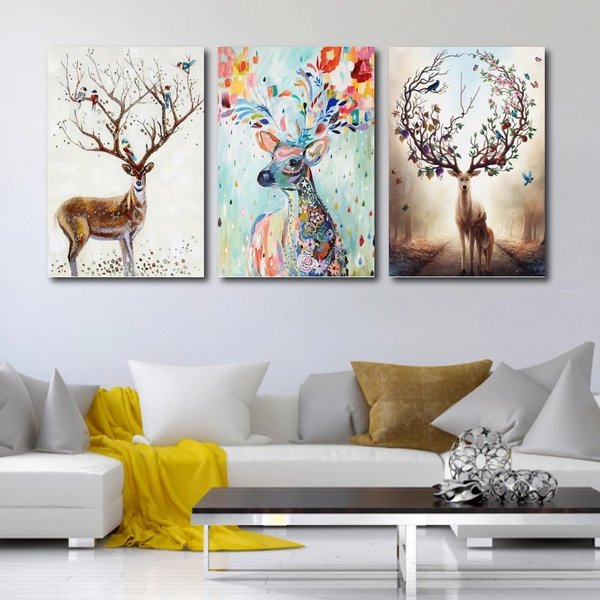 Tranh Treo Tường Hươu Hoa Tài Lộc