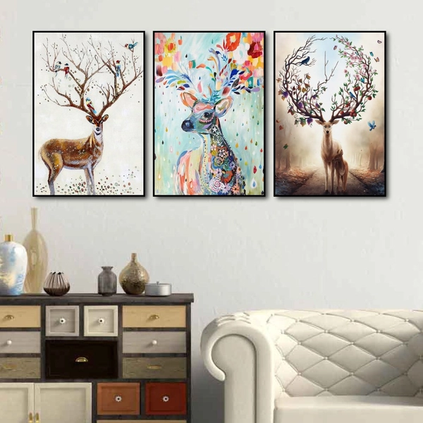 Tranh Treo Tường Hươu Hoa Tài Lộc